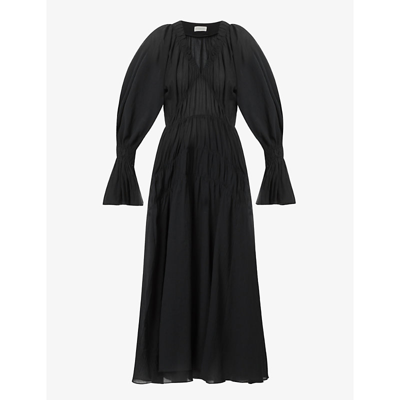 Shop By Malene Birger Ahyenna V-neck Organic-cotton Maxi Dress In Black