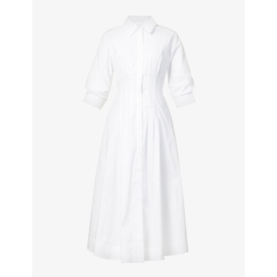 Shop Jonathan Simkhai Jazz Relaxed-fit Cotton-blend Midi Dress In White
