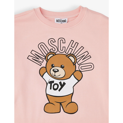Shop Moschino Toy Bear Print Stretch-cotton Dress 4-14 Years In Pink