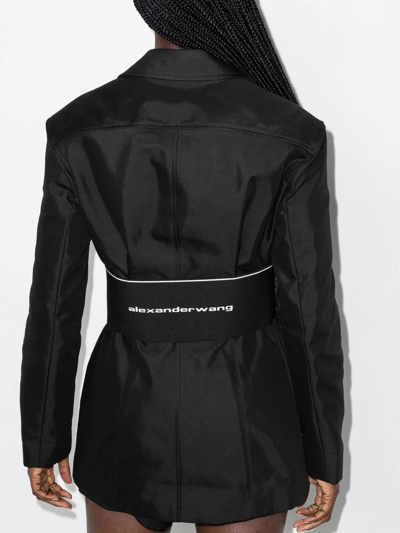 Shop Alexander Wang Logo-print Elasticated-waist Blazer In Black