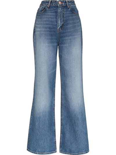Shop Ganni Magny Wide-leg Jeans In Blau