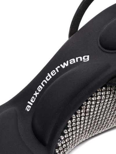 Alexander Wang Dahila Womens Leather Self Covered Crystal Wedge Wedge Sandals In Schwarz