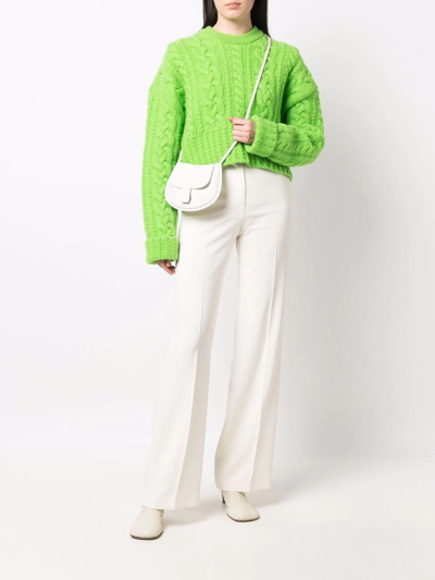 Shop Ami Alexandre Mattiussi Cable-knit Virgin Wool Jumper In Green