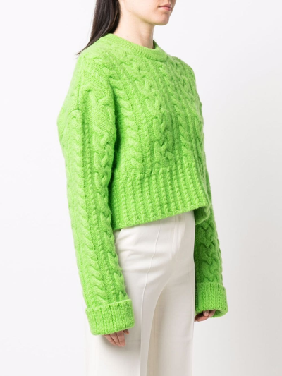 Ami Alexandre Mattiussi Cable-knit Virgin Wool Sweater In Green