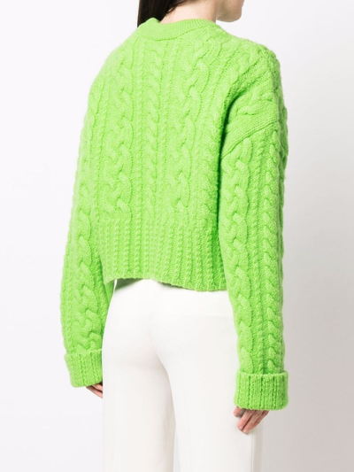 Ami Alexandre Mattiussi Cable-knit Virgin Wool Sweater In Green