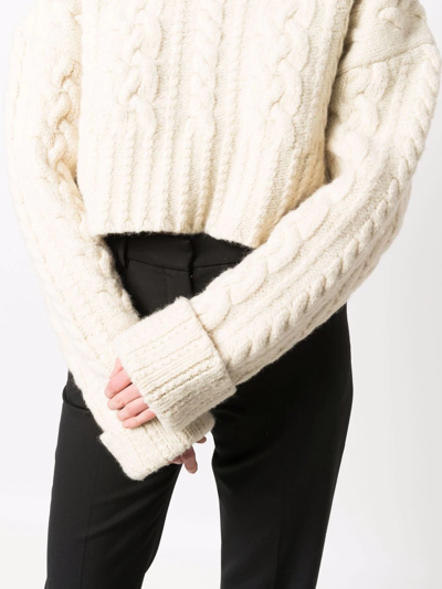 Shop Ami Alexandre Mattiussi Cable-knit Virgin Wool Jumper In Neutrals