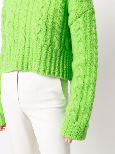 Ami Alexandre Mattiussi Cable-knit Virgin Wool Sweater In Green