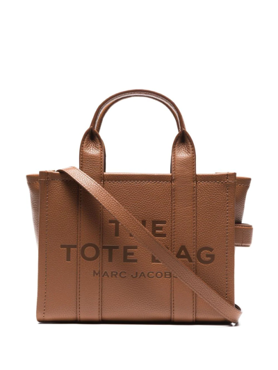 Shop Marc Jacobs The Leather Small Tote Bag In Brown