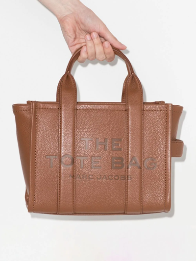 Shop Marc Jacobs The Leather Small Tote Bag In Brown