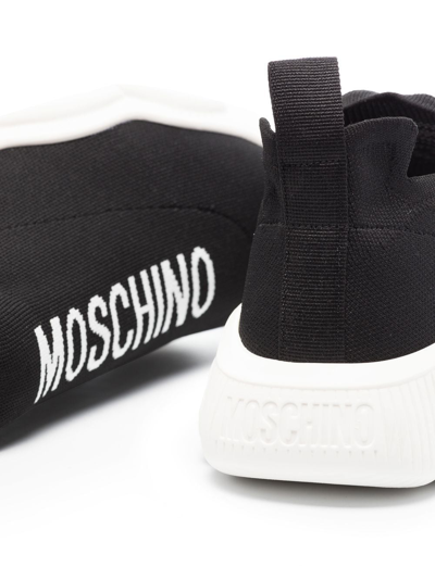 Shop Moschino Logo-print Sock-style Sneakers In Schwarz