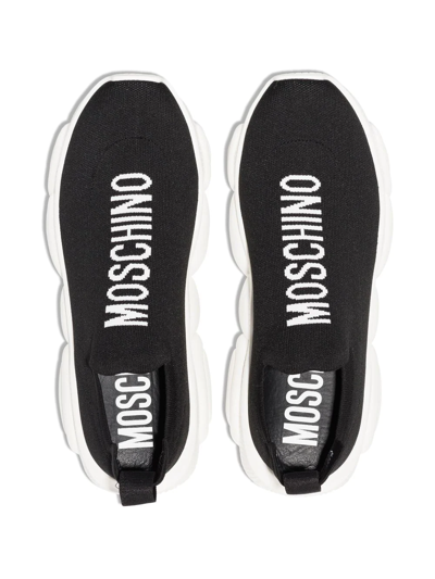 Shop Moschino Logo-print Sock-style Sneakers In Schwarz