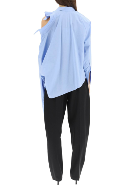 Shop A.w.a.k.e. Mode Double-collar Asymmetrical Shirt In Blue
