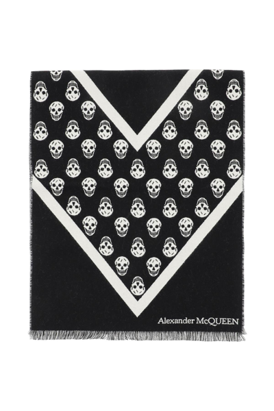 Shop Alexander Mcqueen Sport Skull Wool Scarf In Multicolor