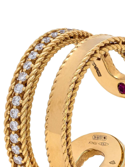 Shop Roberto Coin 18kt Yellow Gold Princess Diamond Double Ring