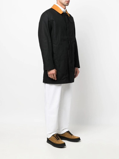 Shop Mackintosh Norfolk Waxed Cotton Coat In Black