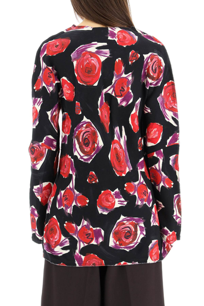 Shop Marni Spinning Roses Long Cady Shirt In Multicolor