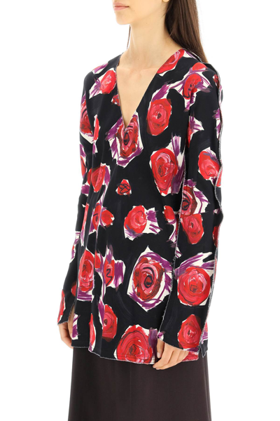 Shop Marni Spinning Roses Long Cady Shirt In Multicolor