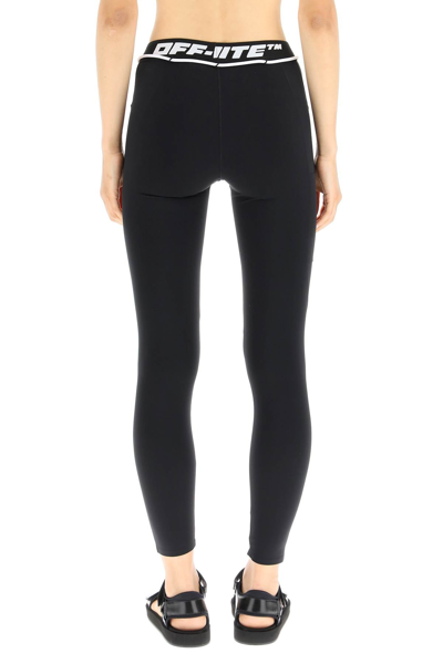 Shop Off-white Sports Leggings With Logo Stripe In Black