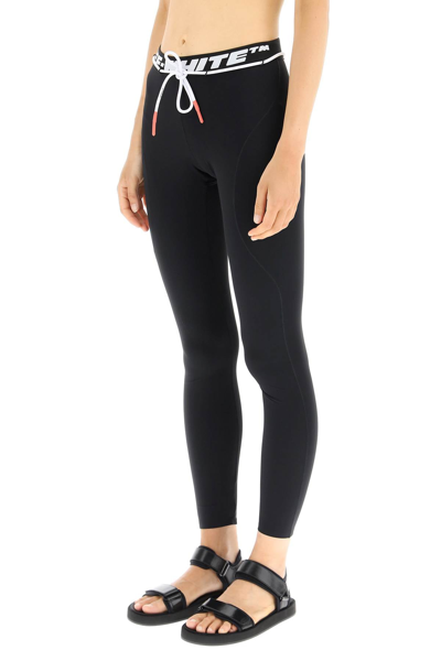 Shop Off-white Sports Leggings With Logo Stripe In Black