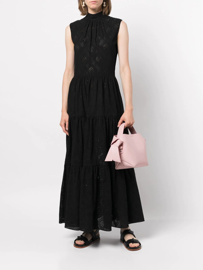 Shop Adam Lippes Sleeveless Broderie-anglaise Maxi Dress In Black
