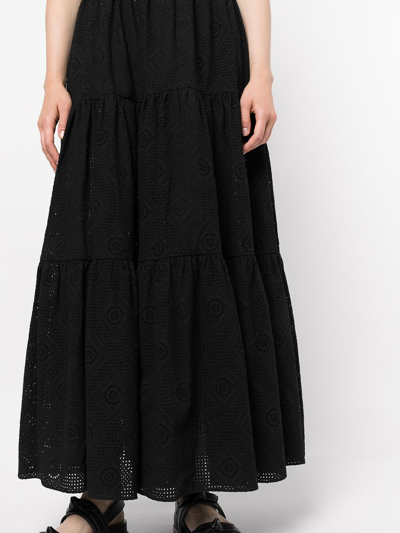 Shop Adam Lippes Sleeveless Broderie-anglaise Maxi Dress In Black