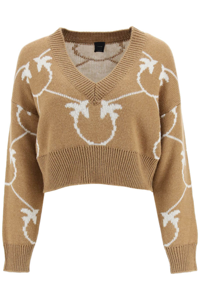 Shop Pinko Love Birds Wool And Alpaca Blend Sweater In Multicolor