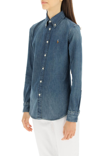 Shop Polo Ralph Lauren Custom Fit Denim Shirt In Blue