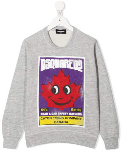 Shop Dsquared2 Graphic-print Mélange-effect Sweatshirt In Grey