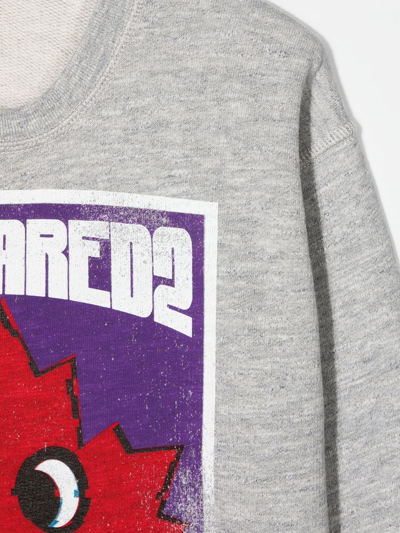 Dsquared2 Graphic-print Mélange-effect Sweatshirt In Grey