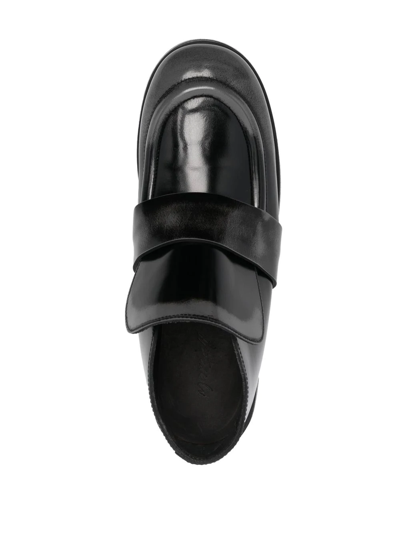 Shop Marsèll Burnished Leather Loafers In Black