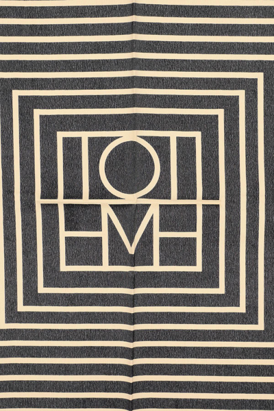 Shop Totême Toteme Silk Signature Monogram Squared Scarf In Multicolor