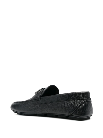 Shop Valentino Vlogo Signature Leather Driving Shoes In Black
