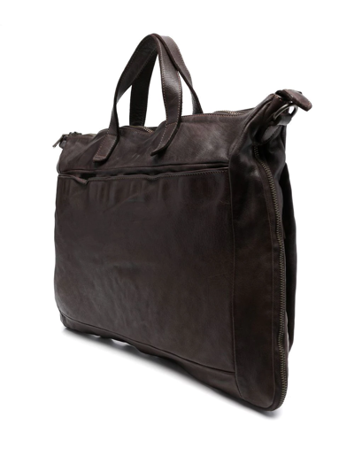 Shop Officine Creative Debossed-logo Leather Bag In Braun