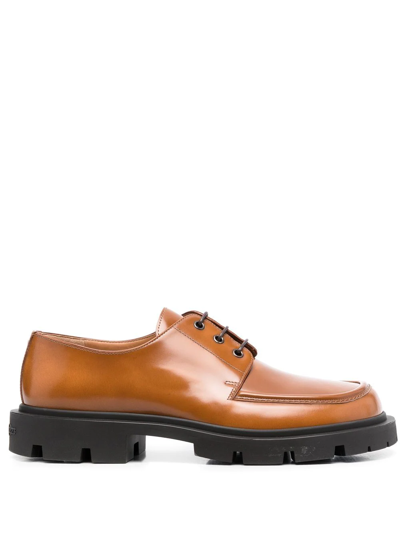 Shop Maison Margiela Leather Lace-up Brogues In Braun