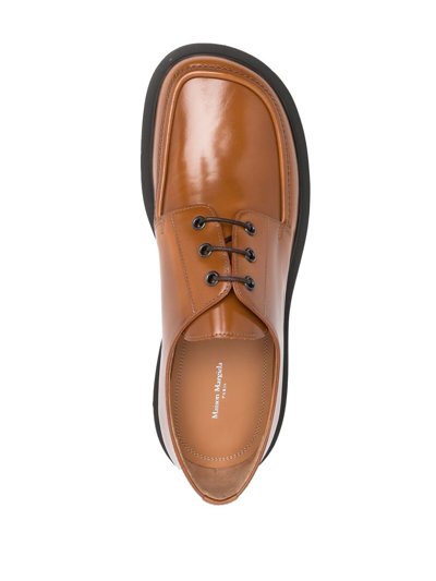 Shop Maison Margiela Leather Lace-up Brogues In Braun