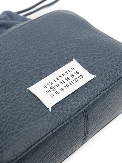 Shop Maison Margiela Numbers-patch Pebbled Shoulder Bag In Blau