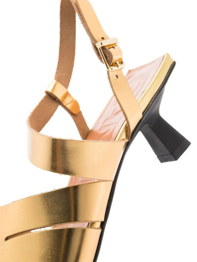 Ganni Xx Square-toe Sandals In Gold