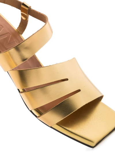 Ganni Xx Square-toe Sandals In Gold