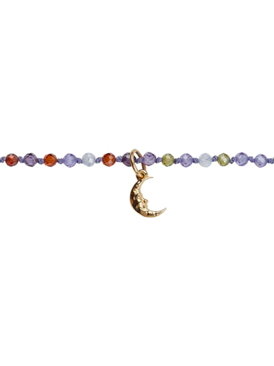 Shop Hermina Athens Moon-pendant Beaded Necklace In Gold