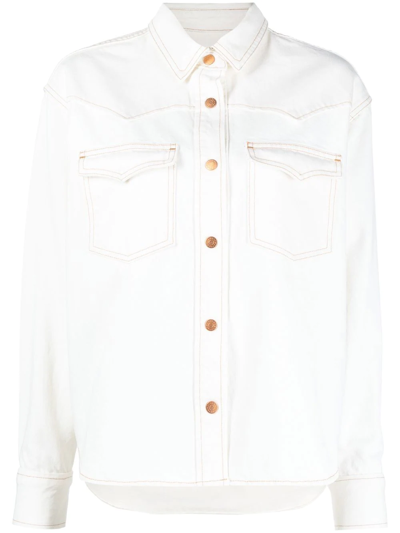 Shop Slvrlake Button-down Denim Jacket In Neutrals