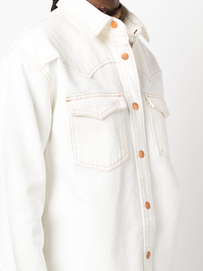 Shop Slvrlake Button-down Denim Jacket In Neutrals