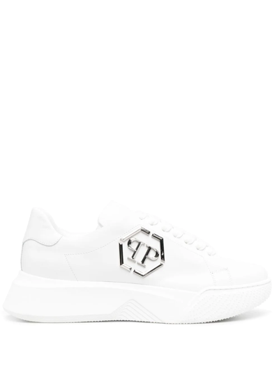 Shop Philipp Plein Godzilla Runner Hexagon Low-top Sneakers In White