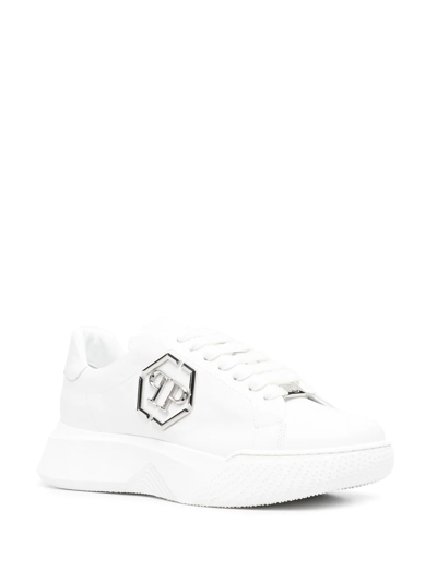Shop Philipp Plein Godzilla Runner Hexagon Low-top Sneakers In White
