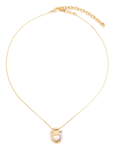 Shop Ferragamo Gancini Pendant Necklace In Gold