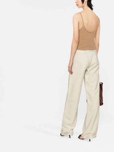 Shop Polo Ralph Lauren Ribbed-knit Vest Top In Nude