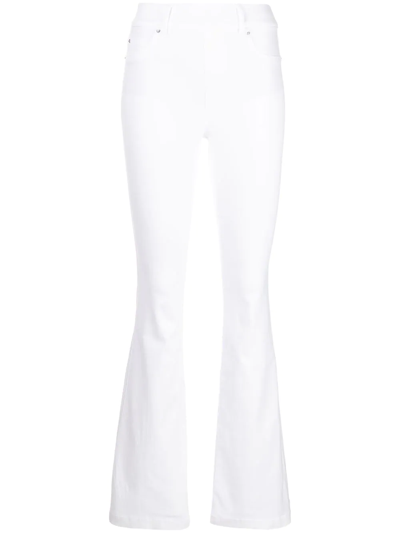 Spanx Skinny Flare High-rise Stretch-denim Jeans In Weiss