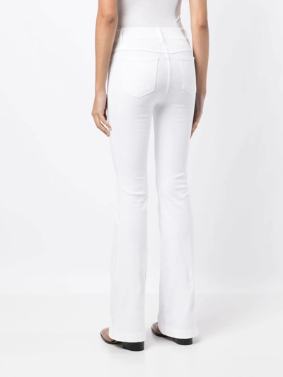 Spanx Skinny Flare High-rise Stretch-denim Jeans In Weiss