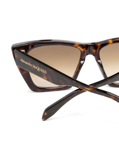 Shop Alexander Mcqueen Tortoiseshell Cat-eye Frame Sunglasses In Braun