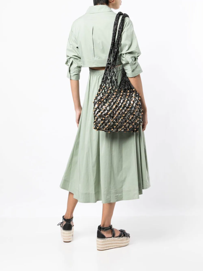 Sensi Studio Mesh Hobo Shoulder Bag In Schwarz