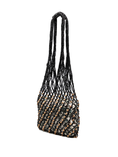 Sensi Studio Mesh Hobo Shoulder Bag In Schwarz